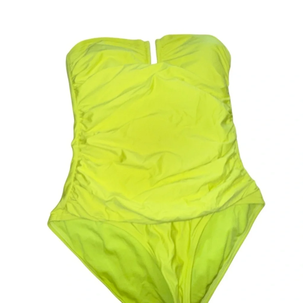 DKNY Bright Yellow Strapless One Piece Swimsuit - Picture 2 of 5